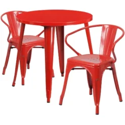 Flash Furniture Commercial Grade 30" Round Metal Indoor-Outdoor Table Set With 2 Arm Chairs -Flash Furniture Sales Store GUEST 5040b194 e988 4494 8f68 5bcd87d7f669