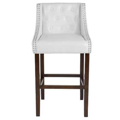 Flash Furniture Carmel Series 30" High Transitional Tufted Walnut Barstool With Accent Nail Trim 8 Flash Furniture Carmel Series 30" High Transitional Tufted Walnut Barstool With Accent Nail Trim - Image 8