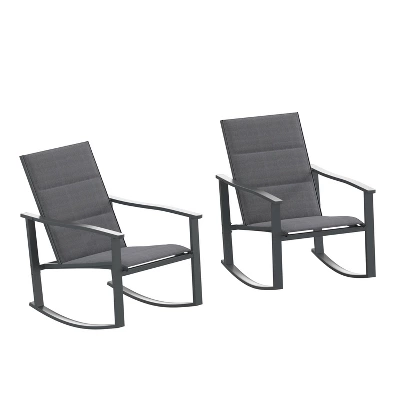 Flash Furniture Brazos Set Of 2 Outdoor Rocking Chairs With Flex Comfort Material And Metal Frame 12 Flash Furniture Brazos Set Of 2 Outdoor Rocking Chairs With Flex Comfort Material And Metal Frame - Image 12