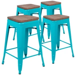 Flash Furniture 24" High Metal Counter-Height, Indoor Bar Stool With Wood Seat - Stackable Set Of 4 -Flash Furniture Sales Store GUEST 569464d4 7e7e 4c81 bc20 bc6ef6dc3083