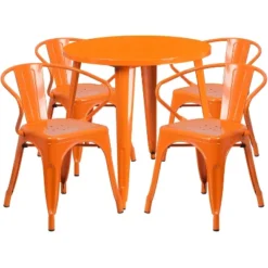 Flash Furniture Commercial Grade 30" Round Metal Indoor-Outdoor Table Set With 4 Arm Chairs 11 Flash Furniture Commercial Grade 30" Round Metal Indoor-Outdoor Table Set With 4 Arm Chairs -Flash Furniture Sales Store GUEST 589f4bf9 27e2 4c21 bbee 7ad2556c0e50