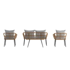 Flash Furniture Evin Boho 4 Piece Indoor/Outdoor Rope Rattan Patio Conversation Set With Tempered Glass Top Coffee Table And Cushions -Flash Furniture Sales Store GUEST 58ef5c4c 66d1 4fd6 a81c 2e6d938866bd
