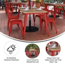 Flash Furniture Declan Commercial Indoor/Outdoor Dining Table With Umbrella Hole, 30" X 60" All Weather Poly Resin Top And Steel Base -Flash Furniture Sales Store GUEST 5a3f83dc 965c 4437 86c2 b38d77273e60
