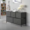 Flash Furniture 5 Drawer Wood Top Cast Iron Frame Storage Dresser With Easy Pull Fabric Drawers