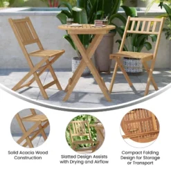 Flash Furniture Indoor/Outdoor Acacia Wood Folding Table And 2 Chair Bistro Set In Natural -Flash Furniture Sales Store GUEST 5cd619d0 18e0 427f 95c5 20bbf8dae96c