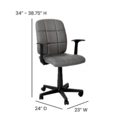 Flash Furniture Mid-Back Gray Quilted Vinyl Swivel Task Office Chair With Arms -Flash Furniture Sales Store GUEST 5ea5791c aa57 4dbc b468 1e922b3426cd