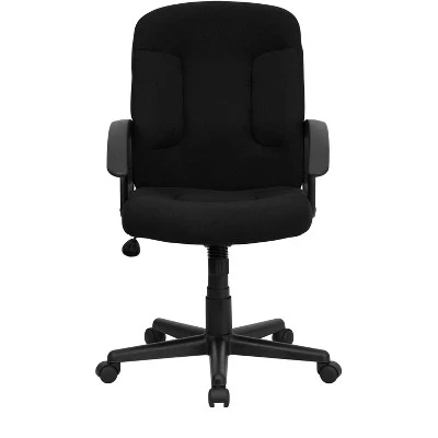 Mid-Back Black Fabric Executive Swivel Office Chair With Nylon Arms Black - Flash Furniture 3 Mid-Back Black Fabric Executive Swivel Office Chair With Nylon Arms Black - Flash Furniture - Image 3