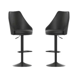 Flash Furniture Chrishelle Set Of 2 Commercial Adjustable Height Barstools With Upholstered Tufted Seats And Pedestal Base With Footring, Black -Flash Furniture Sales Store GUEST 5feeb06e 2a86 4f52 818c 223ad78612b0
