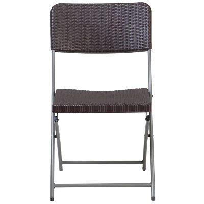 Flash Furniture 2 Pack HERCULES Series Brown Rattan Plastic Folding Chair With Gray Frame 6 Flash Furniture 2 Pack HERCULES Series Brown Rattan Plastic Folding Chair With Gray Frame - Image 6