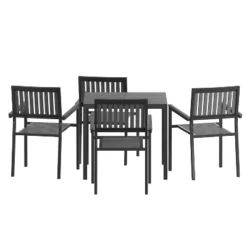 Flash Furniture Harris 5 Piece Commercial Indoor/Outdoor Table And Chairs With Black Poly Resin Slatted Backs And Seats -Flash Furniture Sales Store GUEST 6205964c 0078 408c a5eb 38408a39bc47