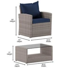 Flash Furniture Aransas Series 4 Piece Patio Set With Back Pillows And Seat Cushions -Flash Furniture Sales Store GUEST 624c5068 9a7e 4f03 846d 1c1f075ae096