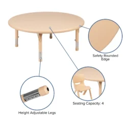 Flash Furniture 45" Round Plastic Height Adjustable Activity Table Set With 4 Chairs -Flash Furniture Sales Store GUEST 6501bf25 79a6 4bb0 8a3f d6c52967223d
