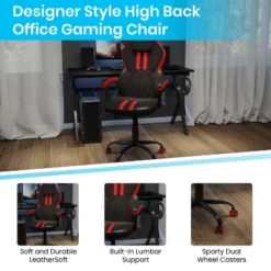 Flash Furniture Ergonomic Office Computer Chair - Adjustable Black And Red Designer Gaming Chair - 360° Swivel - Red Dual Wheel Casters -Flash Furniture Sales Store GUEST 66e212fa 3abb 4931 9c16 8361a90f8f25
