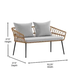 Flash Furniture Evin Boho 4 Piece Indoor/Outdoor Rope Rattan Patio Conversation Set With Tempered Glass Top Coffee Table And Cushions -Flash Furniture Sales Store GUEST 674bbc76 15cd 4cab 94e3 542405fac9fb
