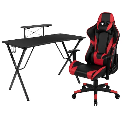 Flash Furniture Gaming Desk And Reclining Gaming Chair Set With Cup Holder, Headphone Hook, And Monitor/Smartphone Stand 12 Flash Furniture Gaming Desk And Reclining Gaming Chair Set With Cup Holder, Headphone Hook, And Monitor/Smartphone Stand - Image 12