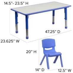 Flash Furniture 23.625"W X 47.25"L Rectangular Plastic Height Adjustable Activity Table Set With 6 Chairs 19 Flash Furniture 23.625"W X 47.25"L Rectangular Plastic Height Adjustable Activity Table Set With 6 Chairs -Flash Furniture Sales Store GUEST 68c5d6f3 0e36 4119 b9ad e2a9ebcad48c