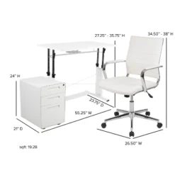 Flash Furniture Work From Home Kit - White Adjustable Computer Desk, LeatherSoft Office Chair And Inset Handle Locking Mobile Filing Cabinet -Flash Furniture Sales Store GUEST 68d54135 c246 4095 b576 72ab85c4a559