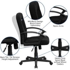 Mid-Back Black Fabric Executive Swivel Office Chair With Nylon Arms Black - Flash Furniture 8 Mid-Back Black Fabric Executive Swivel Office Chair With Nylon Arms Black - Flash Furniture -Flash Furniture Sales Store GUEST 68dbd1fd 35a4 4e87 b1aa 78b7f5f0c42c