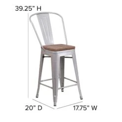 Flash Furniture 24" High Metal Counter Height Stool With Back And Wood Seat -Flash Furniture Sales Store GUEST 68e0118f 3fa4 4975 9db3 439ed0b04e2c