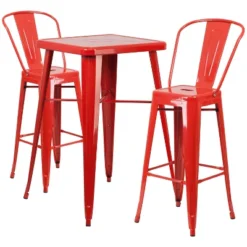 Flash Furniture Commercial Grade 23.75" Square Metal Indoor-Outdoor Bar Table Set With 2 Stools With Backs -Flash Furniture Sales Store GUEST 6984474b 7bd7 44f5 8c8e 0fda3aa9fd57