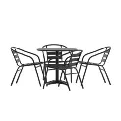 Flash Furniture Lila 31.5'' Round Aluminum Indoor-Outdoor Table Set With 4 Slat Back Chairs -Flash Furniture Sales Store GUEST 6a0696c4 4110 4c25 8b96 1643edaf8210