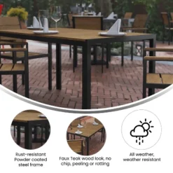 Flash Furniture Finch Commercial Grade Outdoor Dining Table 55" X 31" With Faux Teak Poly Slats And Metal Frame 16 Flash Furniture Finch Commercial Grade Outdoor Dining Table 55" X 31" With Faux Teak Poly Slats And Metal Frame -Flash Furniture Sales Store GUEST 6ac8333f 4bcf 43d2 9ce7 f7009c91cad8