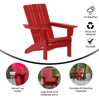 Flash Furniture Halifax Adirondack Chair With Cup Holder, Weather Resistant HDPE Adirondack Chair 5 Flash Furniture Halifax Adirondack Chair With Cup Holder, Weather Resistant HDPE Adirondack Chair - Image 5