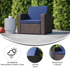 Flash Furniture Seneca Faux Rattan Chair With All-Weather Cushion -Flash Furniture Sales Store GUEST 6b9a06db caf6 43d8 bacd a2e9ad286b90