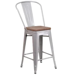 Flash Furniture 24" High Metal Counter Height Stool With Back And Wood Seat -Flash Furniture Sales Store GUEST 6c217e90 c527 4bf5 8a31 2611bcce94c2