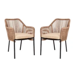 Flash Furniture Kallie Set Of 2 Aluminum Framed Stackable All-Weather Woven Club Chairs With Rounded Arms & Zippered Seat Cushions -Flash Furniture Sales Store GUEST 6f64f9b1 4522 4623 bd3f b895c8aeedef