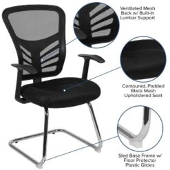 Flash Furniture Black Mesh Side Reception Chair With Chrome Sled Base -Flash Furniture Sales Store GUEST 704c4a27 392e 478a 847e 4e35356b1571