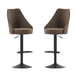 Flash Furniture Chrishelle Set Of 2 Commercial Adjustable Height Barstools With Upholstered Tufted Seats And Pedestal Base With Footring, Black -Flash Furniture Sales Store GUEST 736eeb45 1b49 4f14 8210 b2cd0d4bf08d