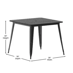 Flash Furniture Declan Commercial Indoor/Outdoor Dining Table With Umbrella Hole, 36" Square All Weather Poly Resin Top And Steel Base -Flash Furniture Sales Store GUEST 767b5b67 94bd 4020 9aa0 515a89c231c0