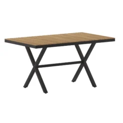 Flash Furniture Finch Commercial Grade X-Frame Outdoor Dining Table 59" X 35.5" With Faux Teak Poly Slats And Metal Frame -Flash Furniture Sales Store GUEST 76d01e4c 2fc5 4d67 b031 472679c4ebfa