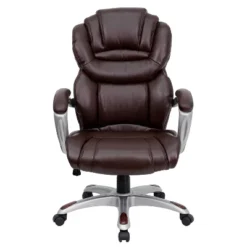 High Back LeatherSoft Executive Swivel Ergonomic Office Chair With Accent Layered Seat And Back And Padded Arms Brown - Flash Furniture -Flash Furniture Sales Store GUEST 76daf0c4 e897 454e 9c1a 90cf188c69b9