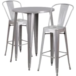 Flash Furniture Commercial Grade 30" Round Metal Indoor-Outdoor Bar Table Set With 2 Cafe Stools -Flash Furniture Sales Store GUEST 77b18f3b 1d8c 4174 be75 81bbf7a1ec71