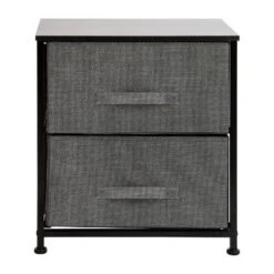 Flash Furniture 2 Drawer Wood Top Nightstand Storage Organizer With Cast Iron Frame And Dark Easy Pull Fabric Drawers -Flash Furniture Sales Store GUEST 77e6805d a81c 4465 9386 fe3d42c65d35
