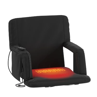 Flash Furniture Malta Portable Heated Reclining Stadium Chair With Armrests, Padded Back & Heated Seat With Dual Storage Pockets And Backpack Straps 3 Flash Furniture Malta Portable Heated Reclining Stadium Chair With Armrests, Padded Back & Heated Seat With Dual Storage Pockets And Backpack Straps - Image 3
