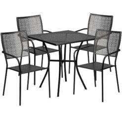 Flash Furniture Oia Commercial Grade 28" Square Indoor-Outdoor Steel Patio Table Set With 4 Square Back Chairs -Flash Furniture Sales Store GUEST 78d799cb 7aa9 404f 9360 5293eca81b8f