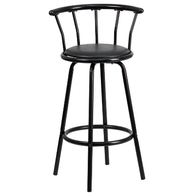 Flash Furniture Crown Back Black Metal Barstool With Black Vinyl Swivel Seat 10 Flash Furniture Crown Back Black Metal Barstool With Black Vinyl Swivel Seat - Image 10