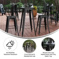 Flash Furniture Declan Commercial Indoor/Outdoor Bar Top Table, 23.75" Round All Weather Poly Resin Top With Steel Base -Flash Furniture Sales Store GUEST 7b700717 e057 413c 9968 7593d76fee49