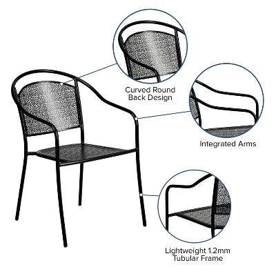 Flash Furniture Commercial Grade Indoor-Outdoor Steel Patio Arm Chair With Round Back 2 Flash Furniture Commercial Grade Indoor-Outdoor Steel Patio Arm Chair With Round Back - Image 2