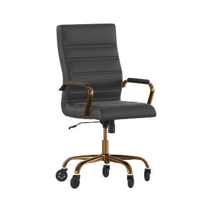 Flash Furniture Whitney High Back Executive Swivel Office Chair With Black Frame, Arms, And Transparent Roller Wheels 9 Flash Furniture Whitney High Back Executive Swivel Office Chair With Black Frame, Arms, And Transparent Roller Wheels - Image 9
