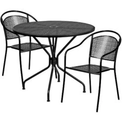 Flash Furniture Oia Commercial Grade 35.25" Round Indoor-Outdoor Steel Patio Table Set With 2 Round Back Chairs -Flash Furniture Sales Store GUEST 7dc644bf 8fed 4940 83be d9e7976895a2