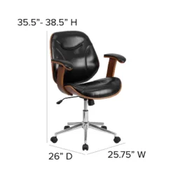 Flash Furniture Tansia Mid-Back Black LeatherSoft Executive Ergonomic Wood Swivel Office Chair With Arms 11 Flash Furniture Tansia Mid-Back Black LeatherSoft Executive Ergonomic Wood Swivel Office Chair With Arms -Flash Furniture Sales Store GUEST 7f70b893 973f 4b69 8944 1b470aa1681d
