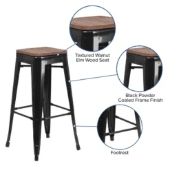 Flash Furniture 30" High Backless Metal Barstool With Square Wood Seat -Flash Furniture Sales Store GUEST 81086f32 540b 42c9 8009 99bab8aa3998