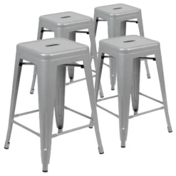 Flash Furniture 24" High Metal Counter-Height, Indoor Bar Stool - Stackable Set Of 4 -Flash Furniture Sales Store GUEST 81b84e43 ecba 4f11 ac6e 4bc64428df40