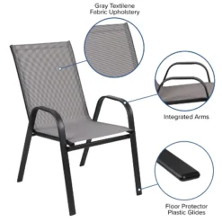 Flash Furniture 5 Piece Outdoor Patio Dining Set - Tempered Glass Patio Table, 4 Flex Comfort Stack Chairs -Flash Furniture Sales Store GUEST 8250d75c e180 4966 8edf 3c382d1f38d2