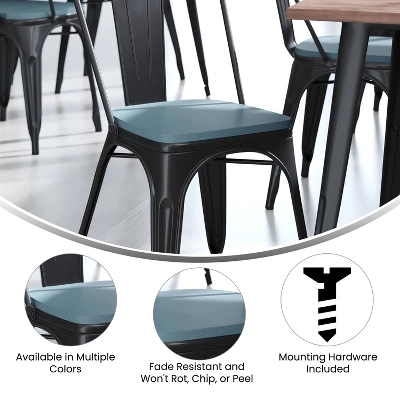 Flash Furniture Perry Set Of 4 Poly Resin Wood Seat With Rounded Edges For Colorful Metal Chairs And Stools 4 Flash Furniture Perry Set Of 4 Poly Resin Wood Seat With Rounded Edges For Colorful Metal Chairs And Stools - Image 4