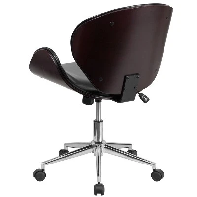 Flash Furniture Mid-Back Wood Conference Office Chair With LeatherSoft Seat 2 Flash Furniture Mid-Back Wood Conference Office Chair With LeatherSoft Seat - Image 2